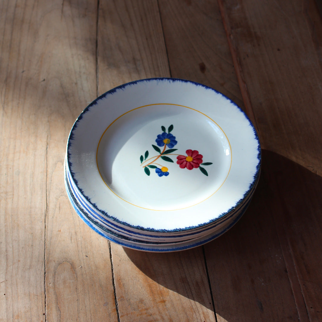 6 assiettes à dessert fleuries vintage