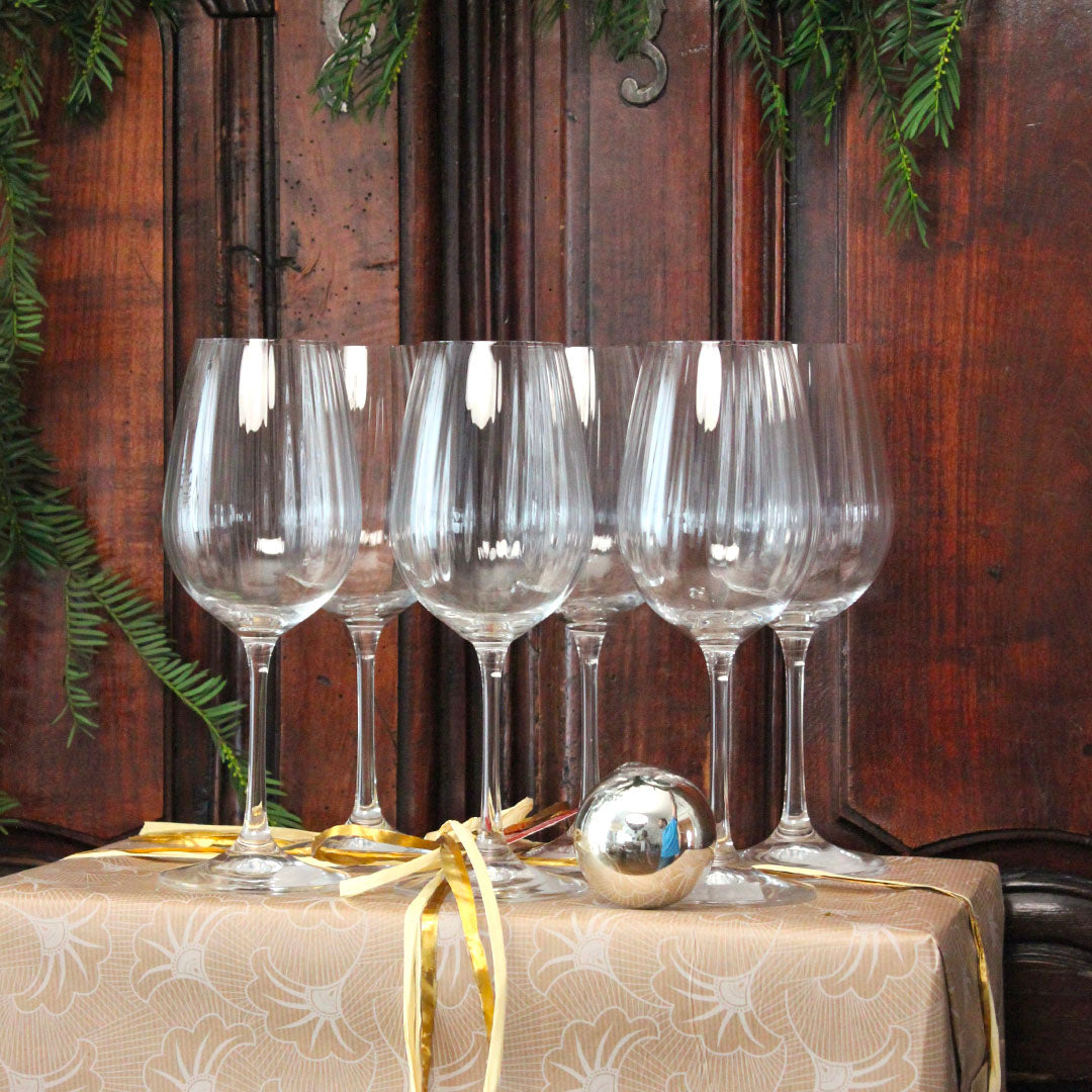 6 verres à vin au buvant ondulé