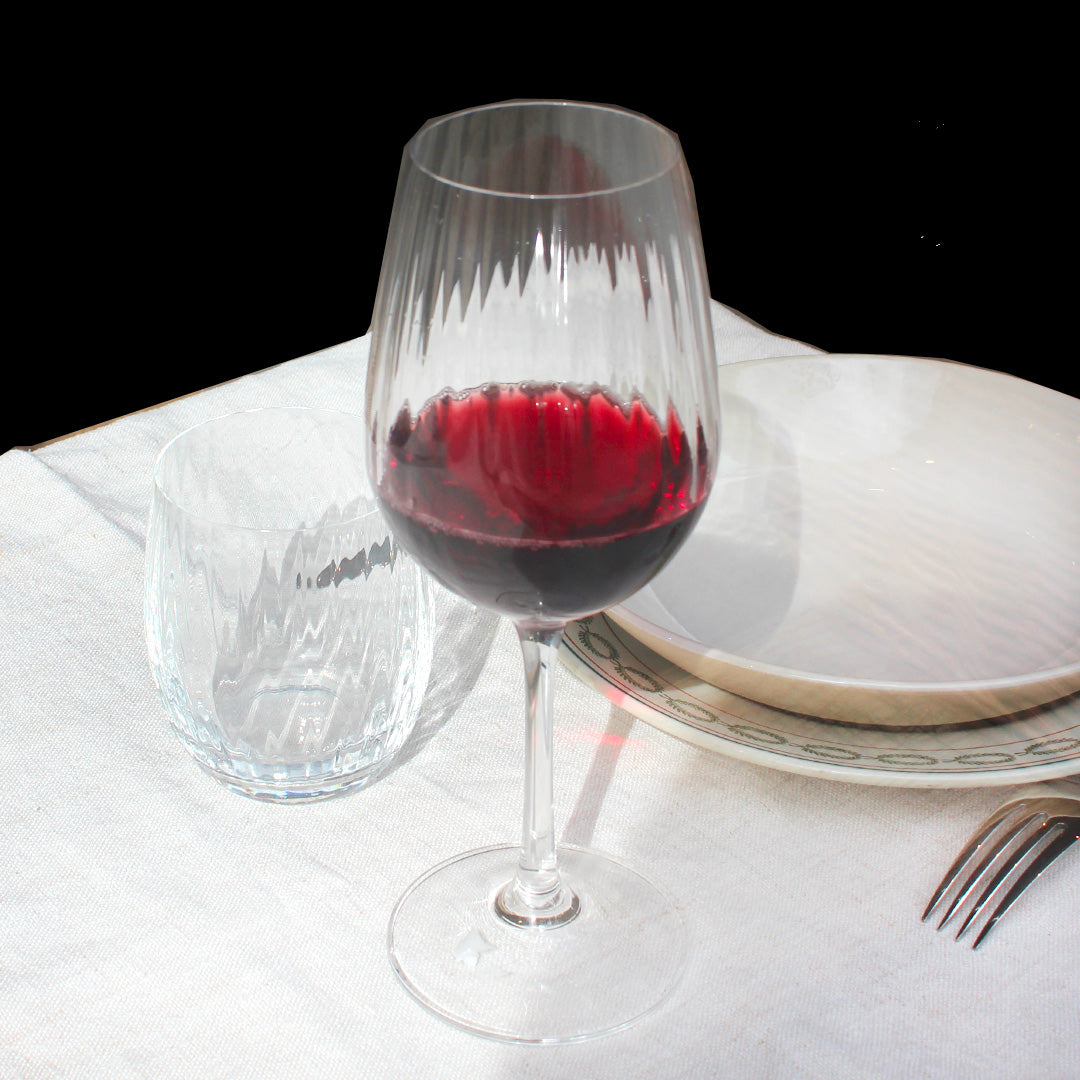 6 verres à vin au buvant ondulé