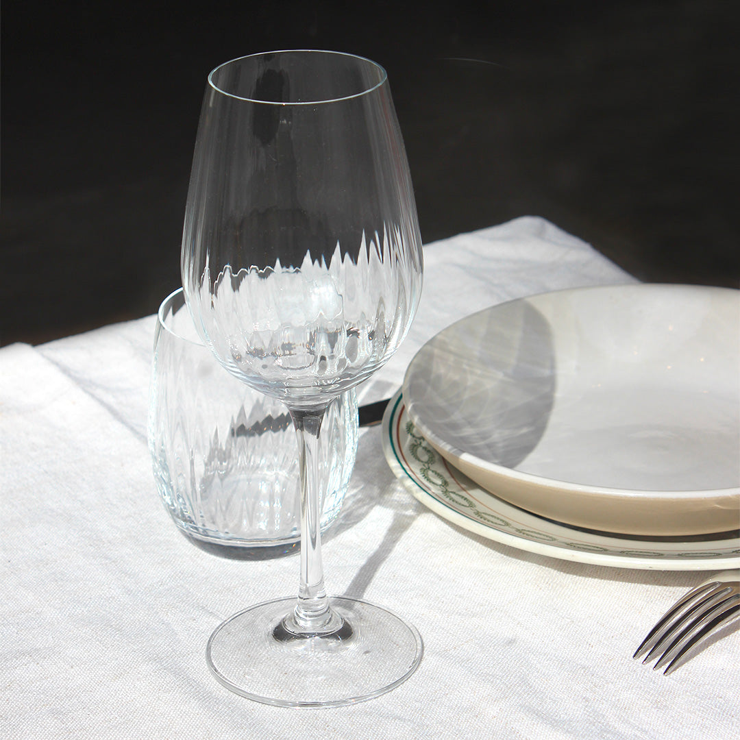 6 verres à vin au buvant ondulé