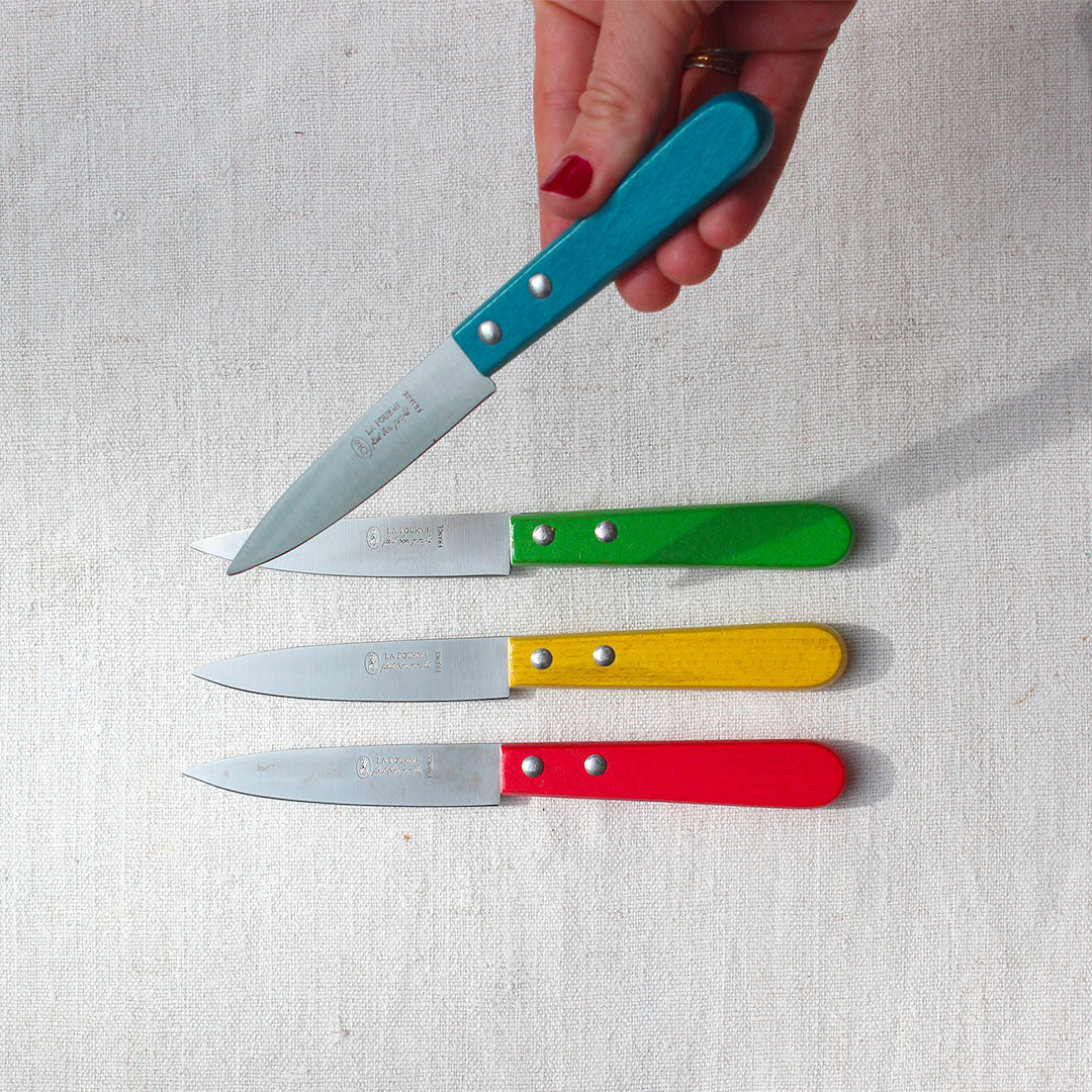 Couteau d'office manche en bois coloré