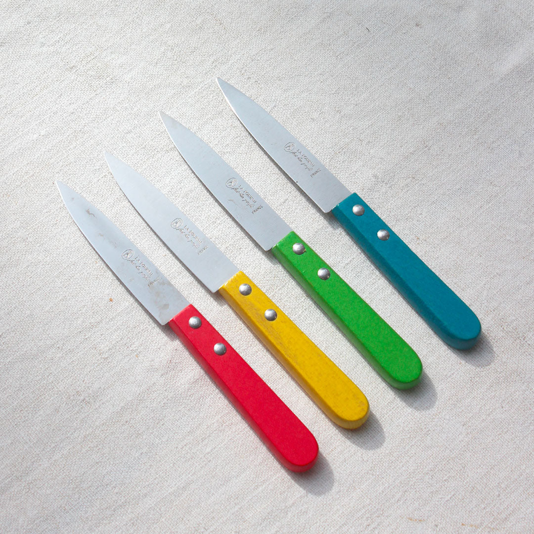 Couteau d'office manche en bois coloré