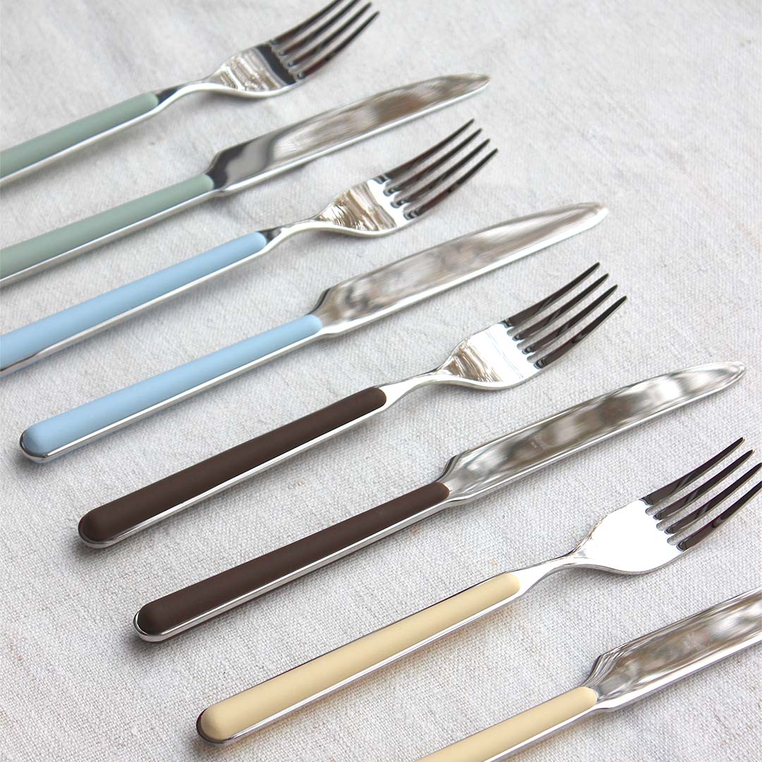 Couverts en inox manche bleu ciel