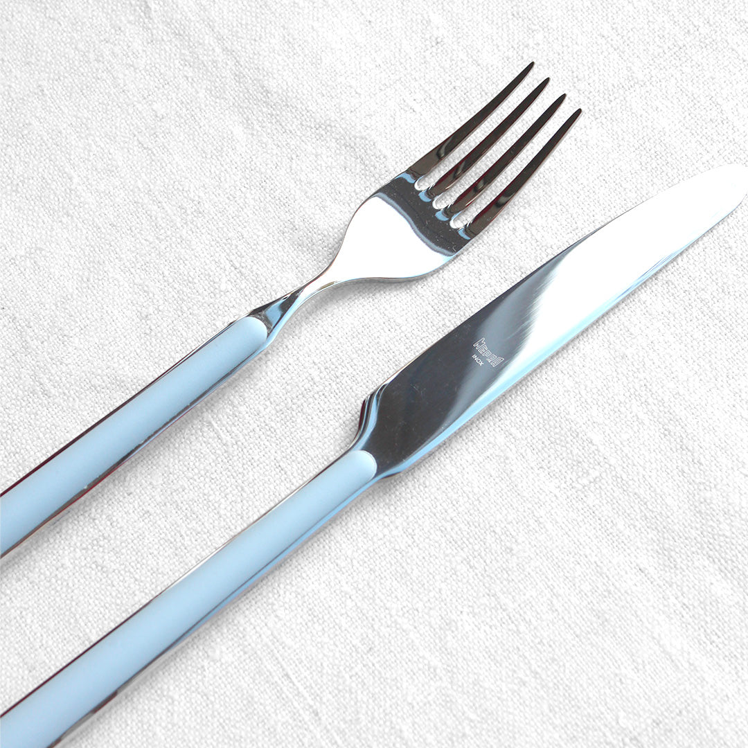 Couverts en inox manche bleu ciel