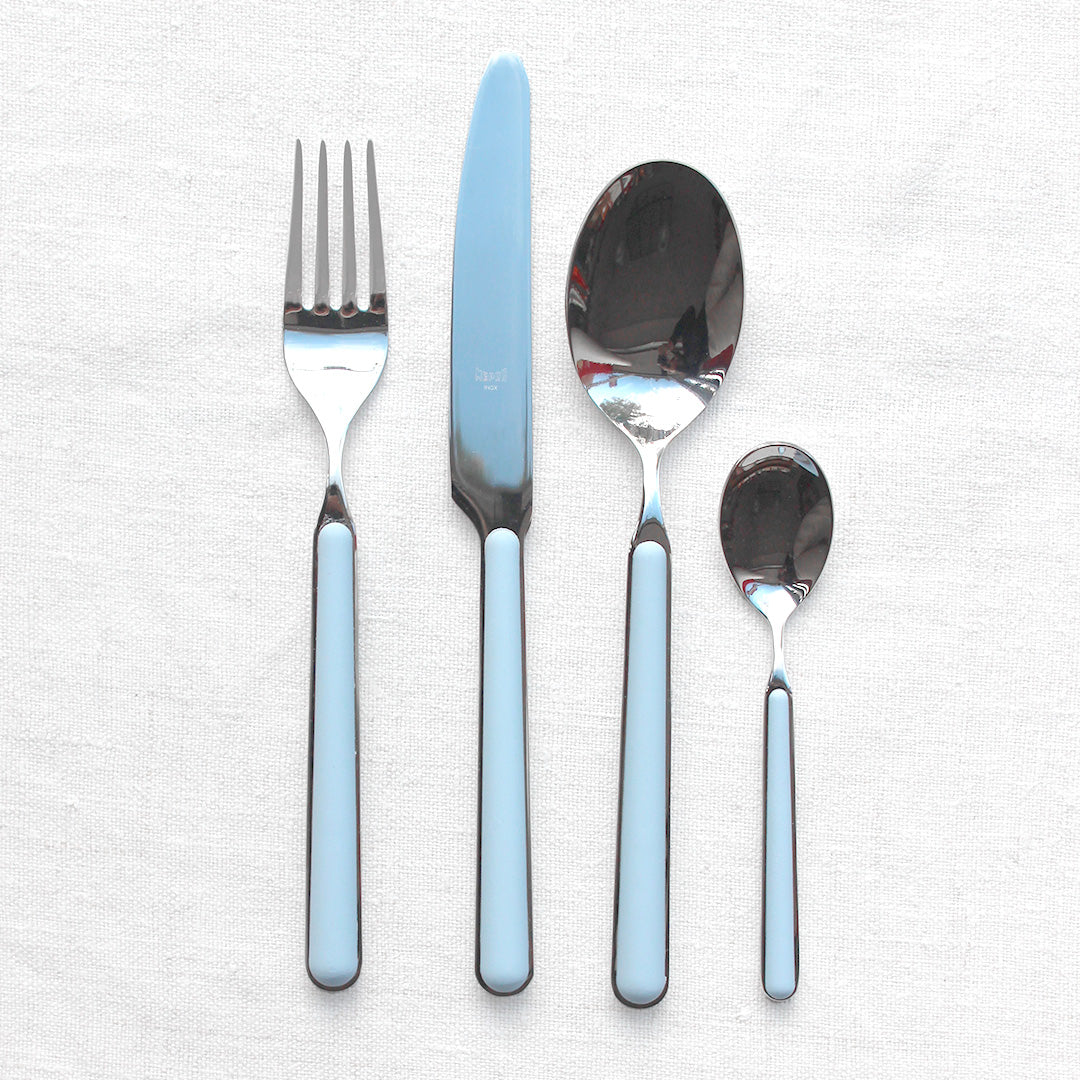 Couverts en inox manche bleu ciel