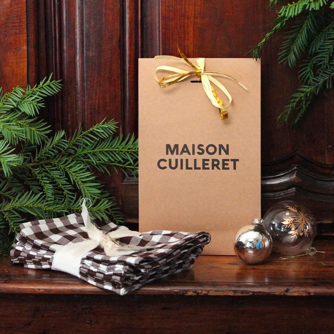 Duo de serviettes de table à carreaux upcyclées