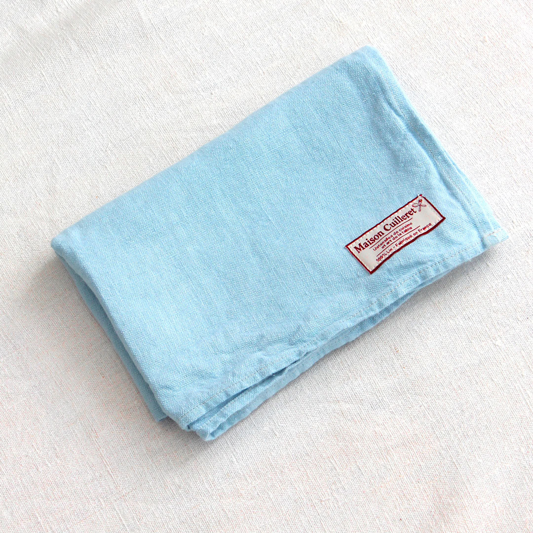 Torchon 100% lin français bleu clair