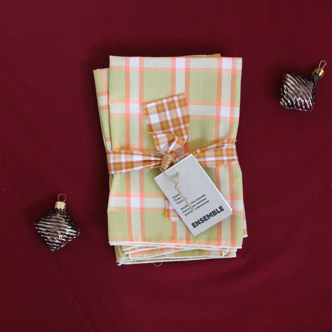 4 serviettes tartan sauge