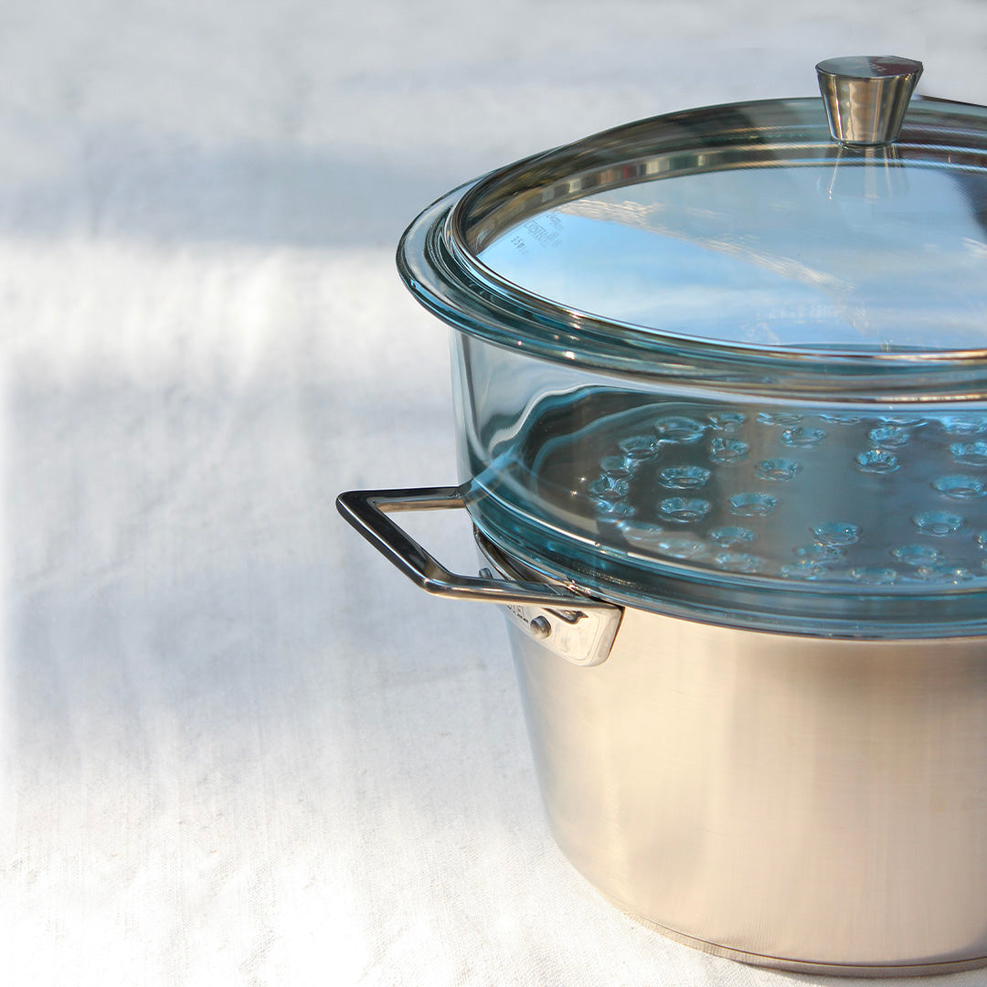 Cuiseur vapeur en verre et inox