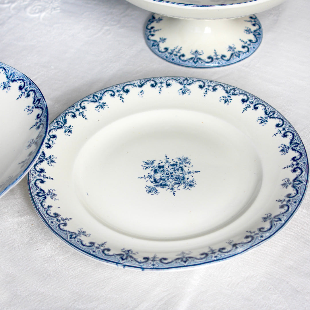 Compotiers style Rouen à la délicate frise bleue