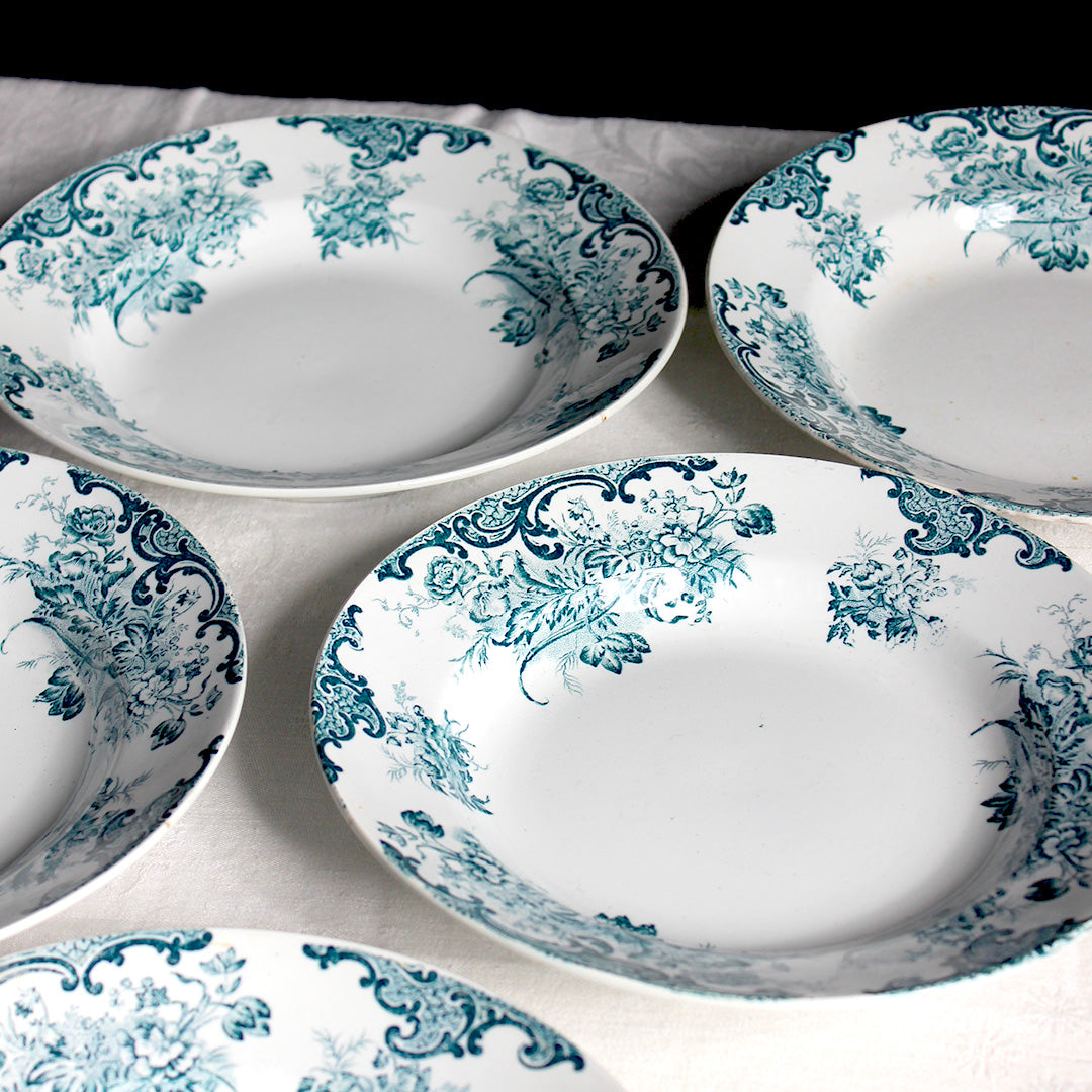 5 grandes assiettes creuses en terre de fer