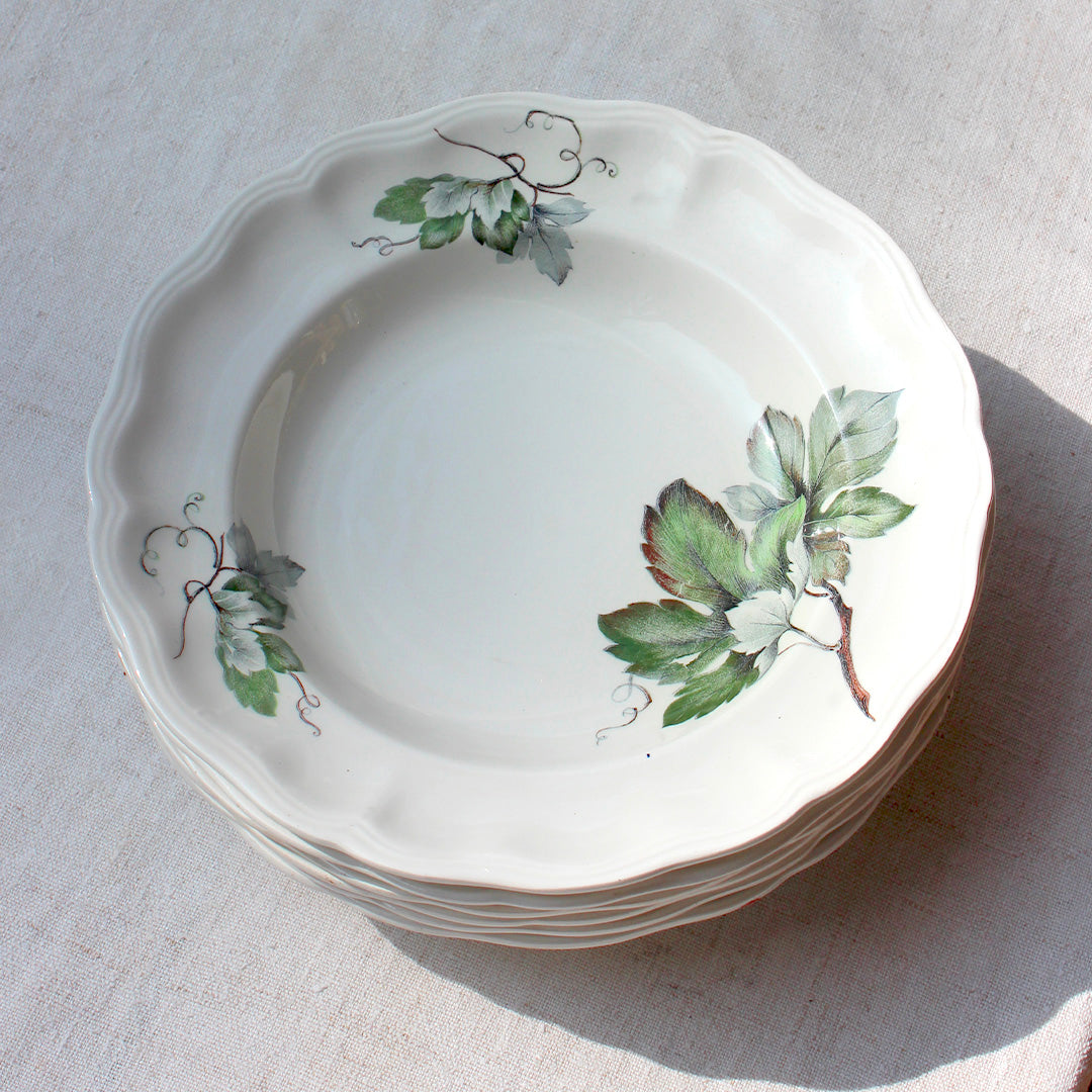 Assiettes décorées de feuillages