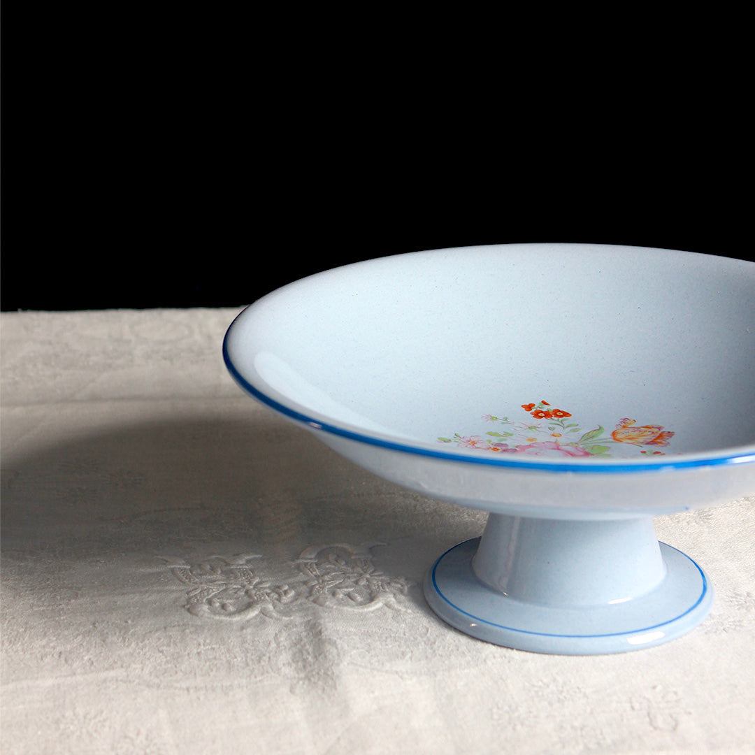 Compotier en faïence bleu clair