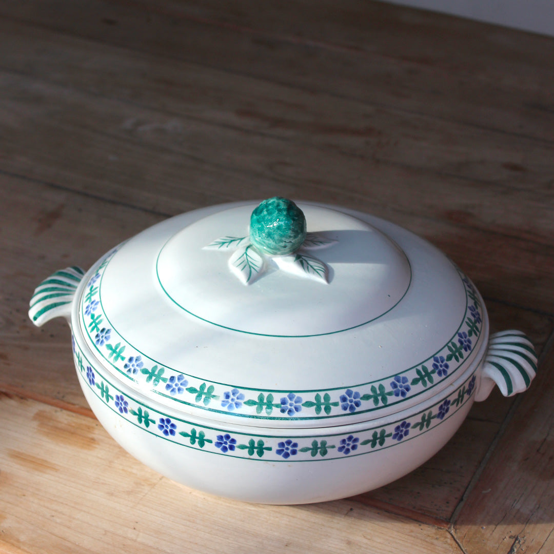 Soupières Saint Amand à la frise bleue et verte