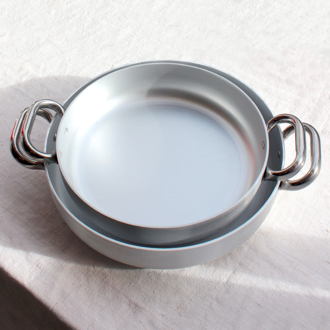 Plat rond en inox et aluminium