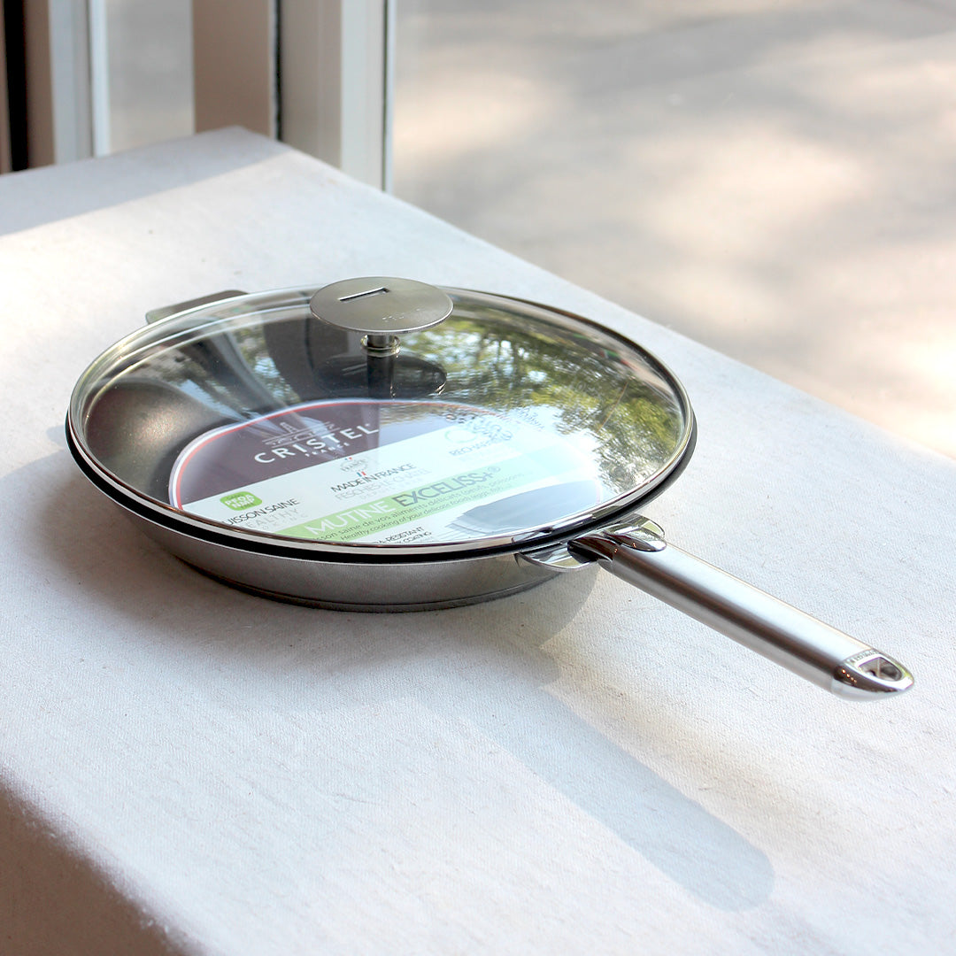 Poêle en inox 18/10 antiadhésive avec manche amovible