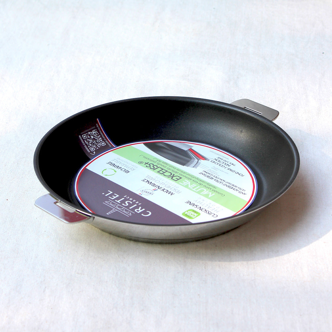 Poêle en inox 18/10 antiadhésive avec manche amovible