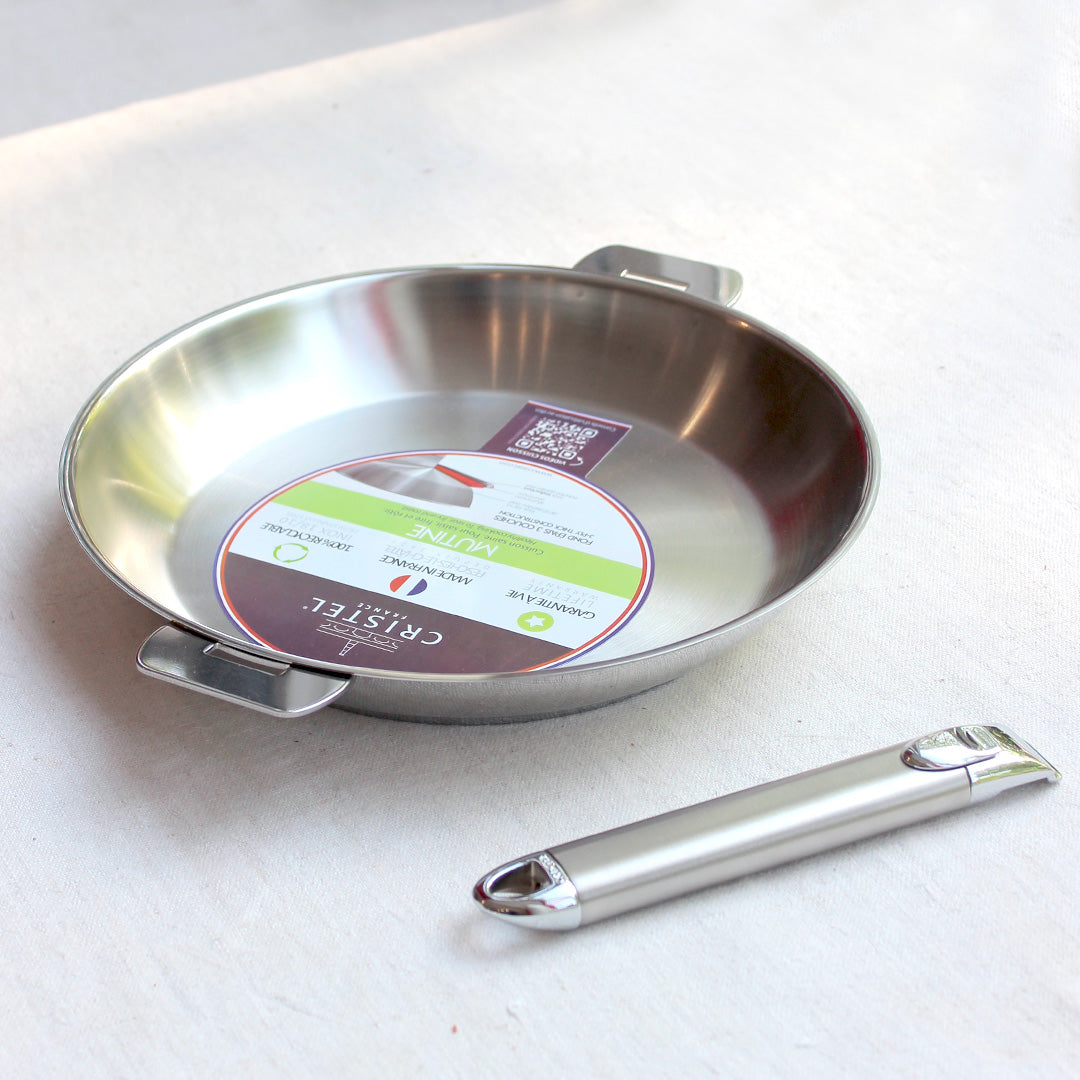 Poêle inox 18/10 manche amovible