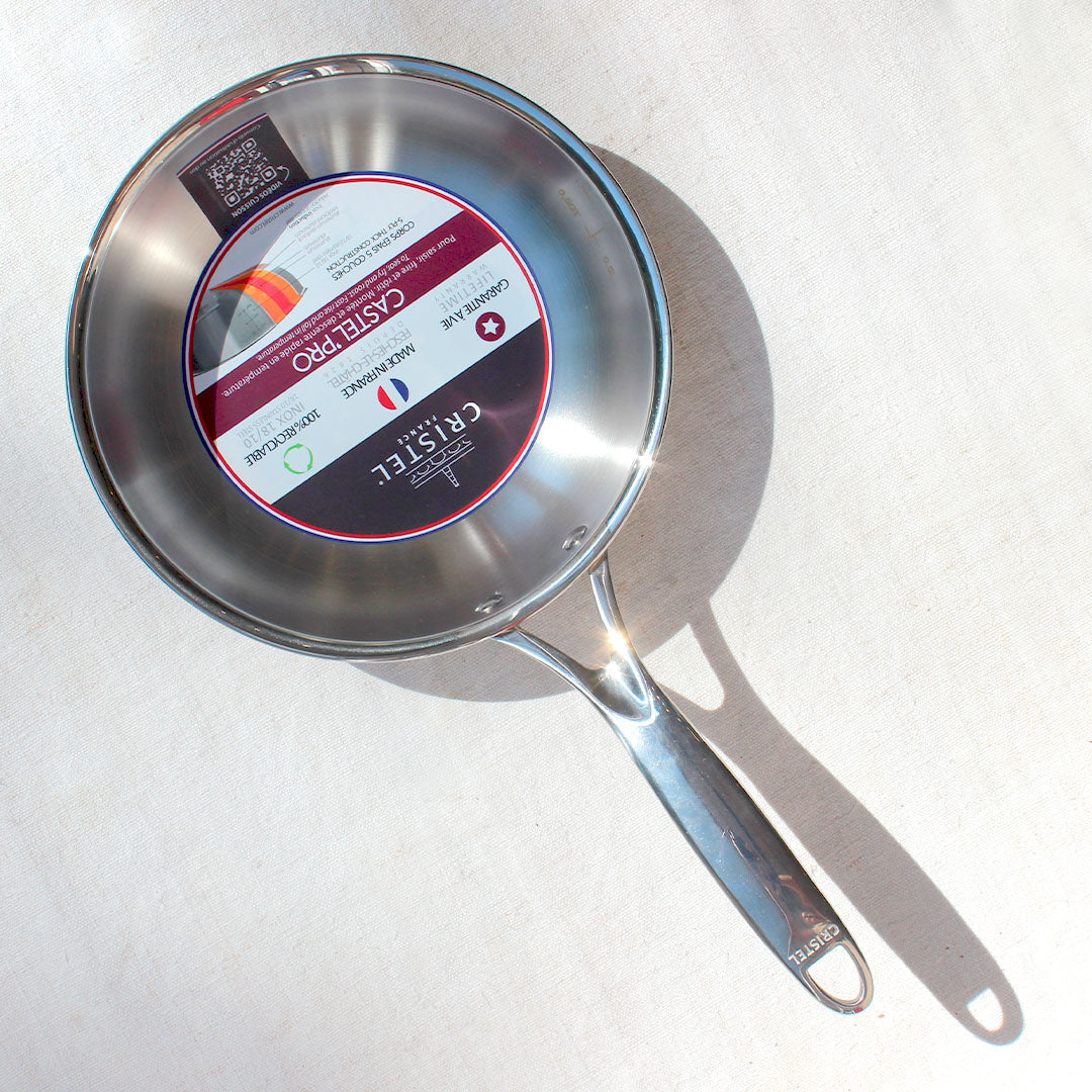 Poêle sauteuse en inox 18/10 - cristel - castel pro