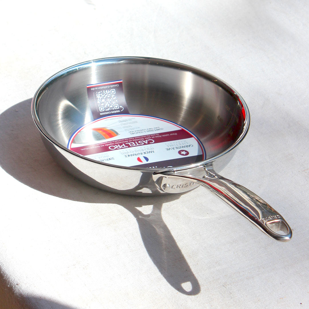 Poêle sauteuse en inox 18/10 - cristel - castel pro