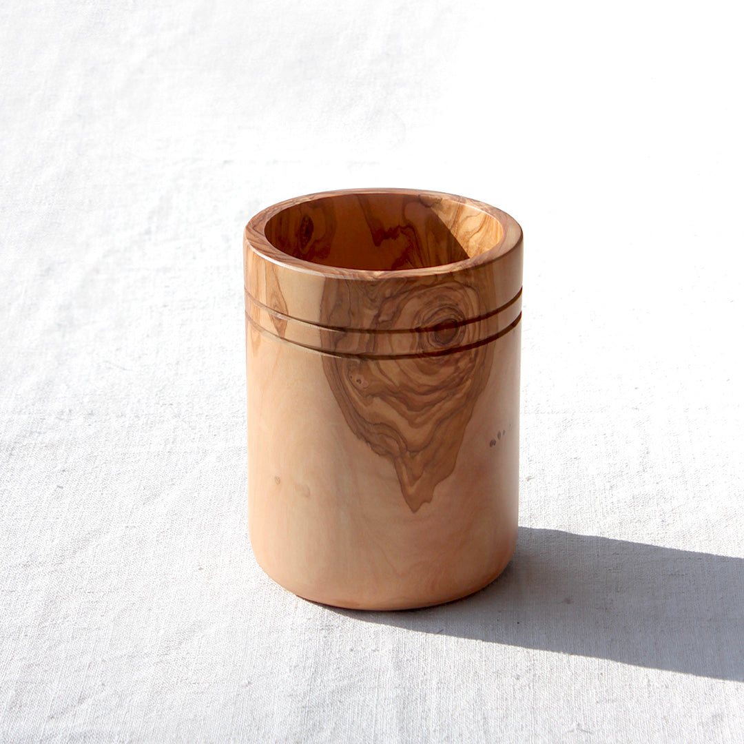 Pot à ustensiles en bois d'olivier