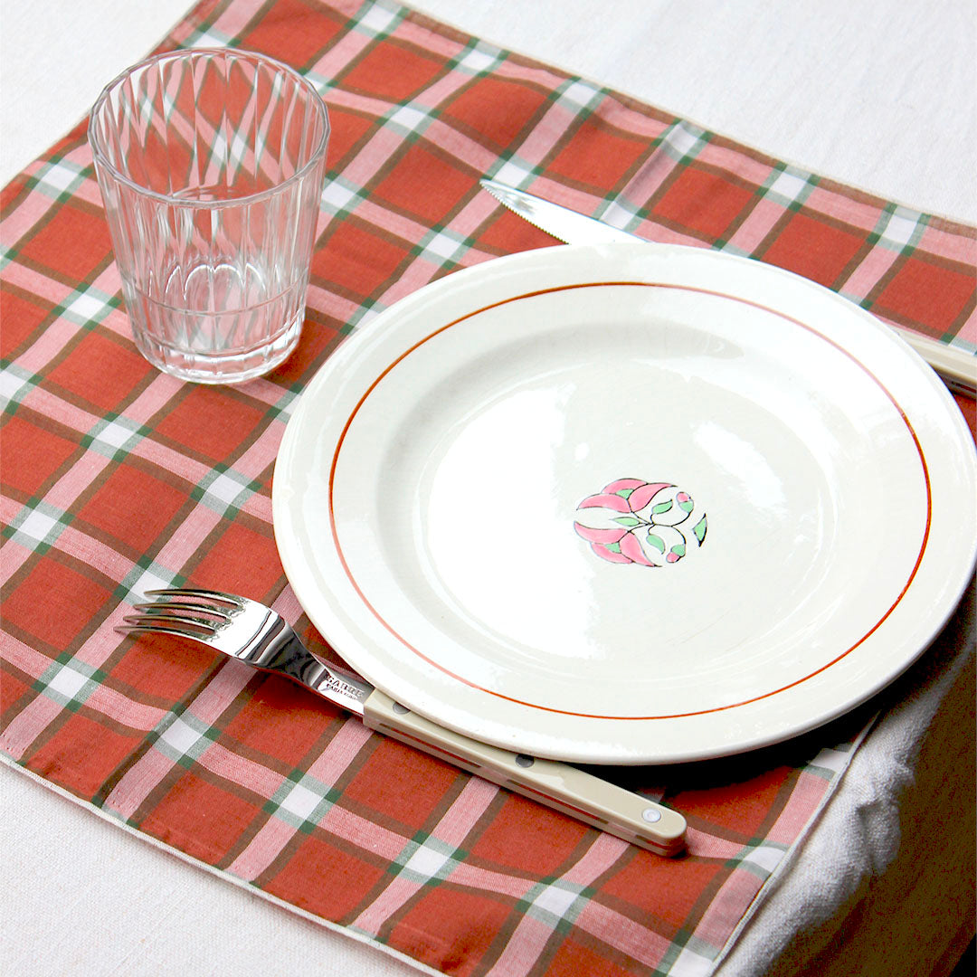 4 serviettes tartan brique