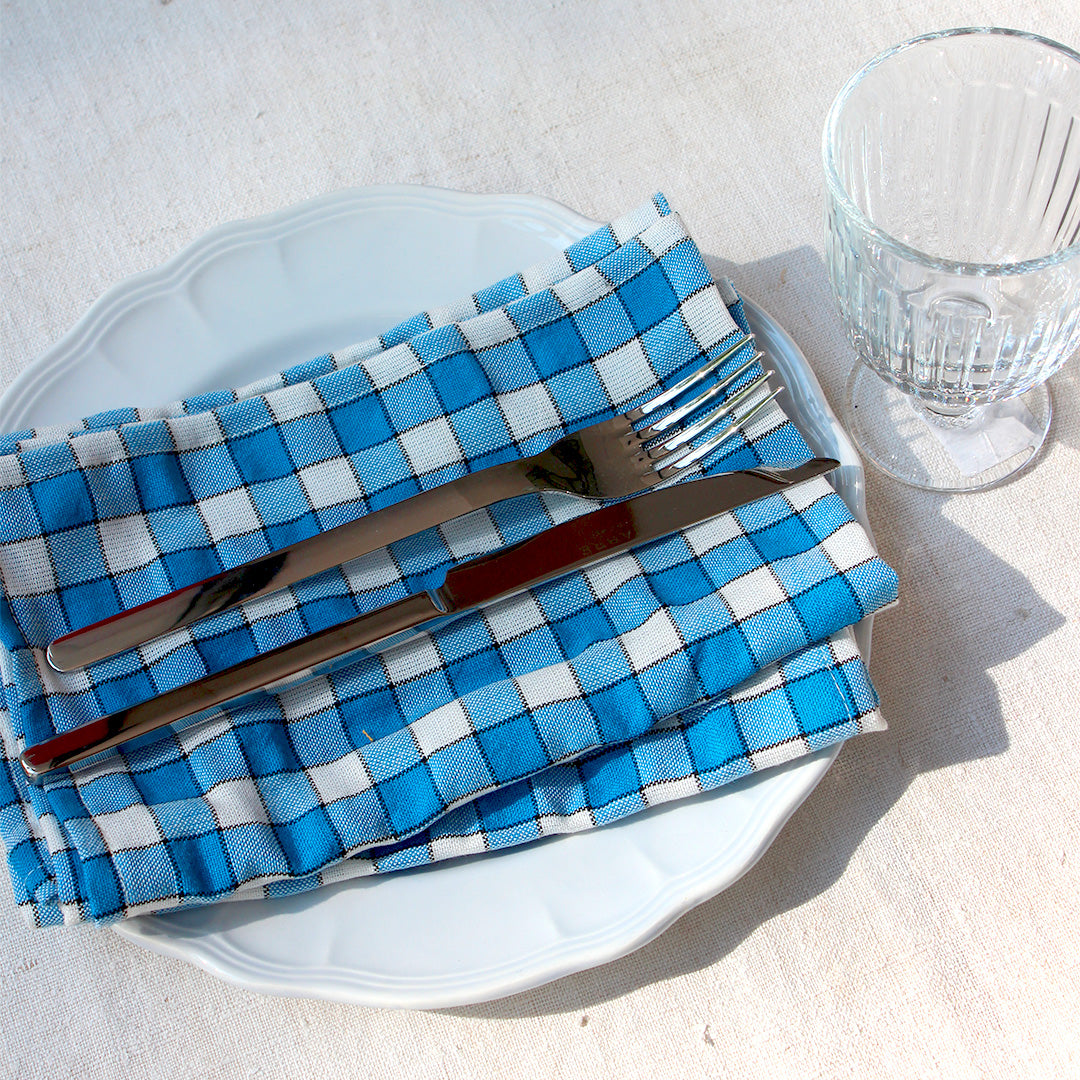 Duo de serviettes de table à carreaux upcyclées