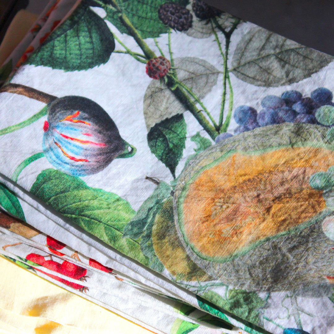 Torchon en coton et lin à motifs colorés