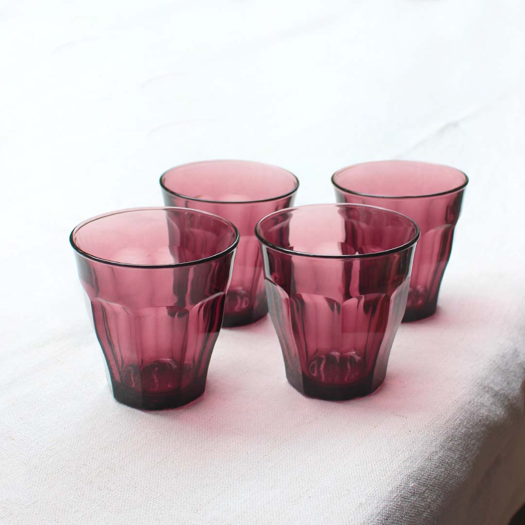 4 verres Duralex prune