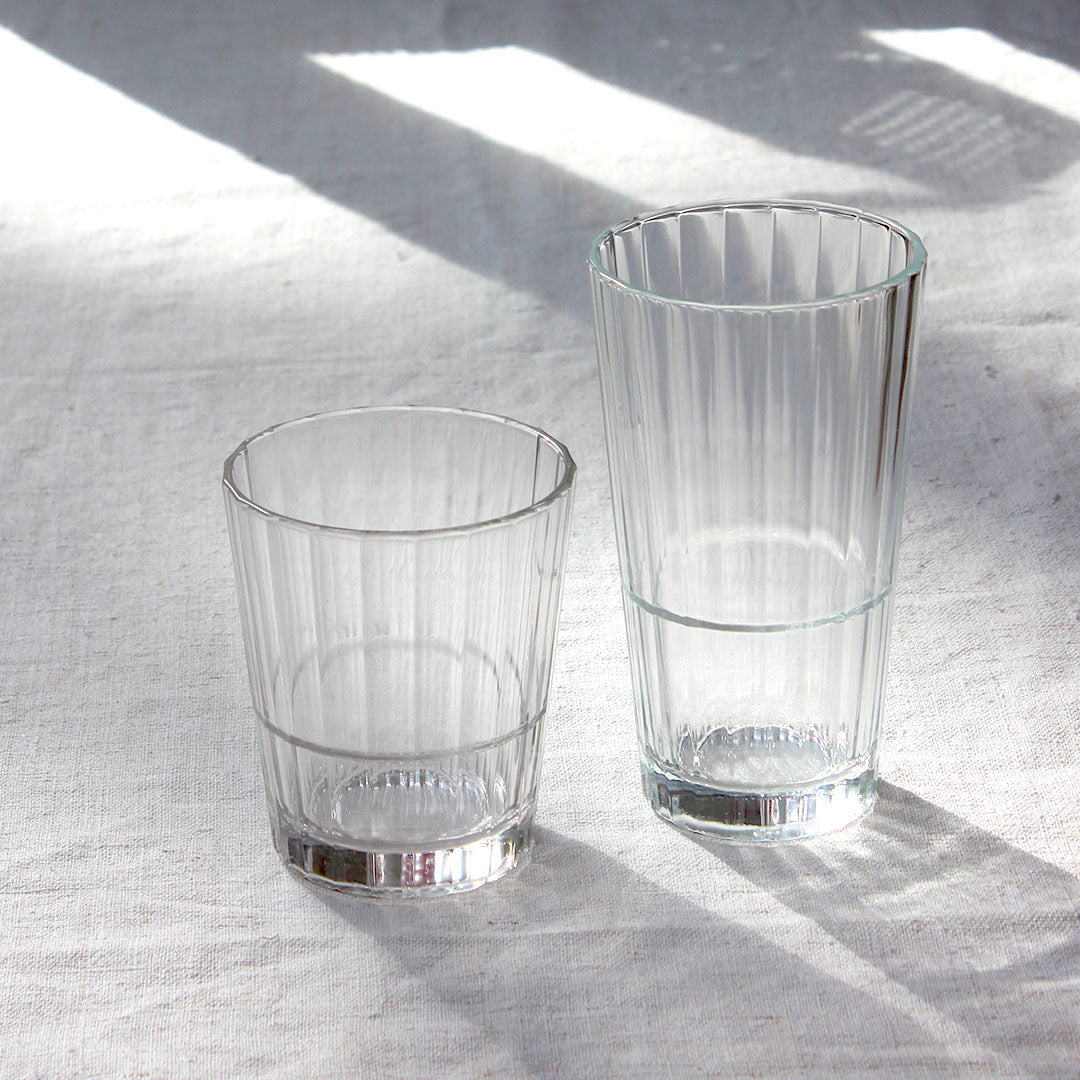 Verre strié gobelet empilable