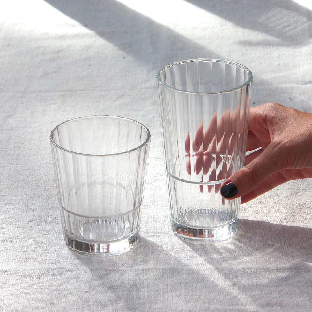 Verre strié gobelet empilable