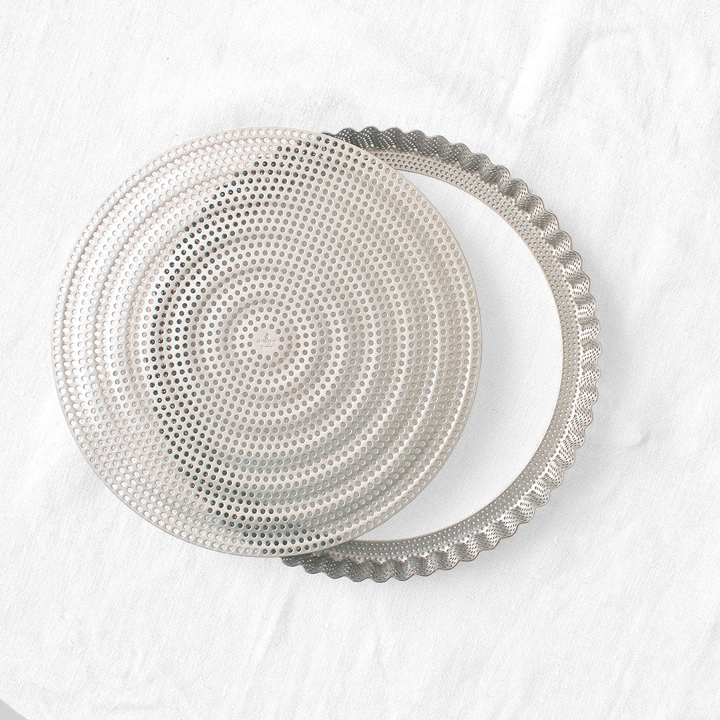 Moule à tarte en inox micro-perforé à fond amovible