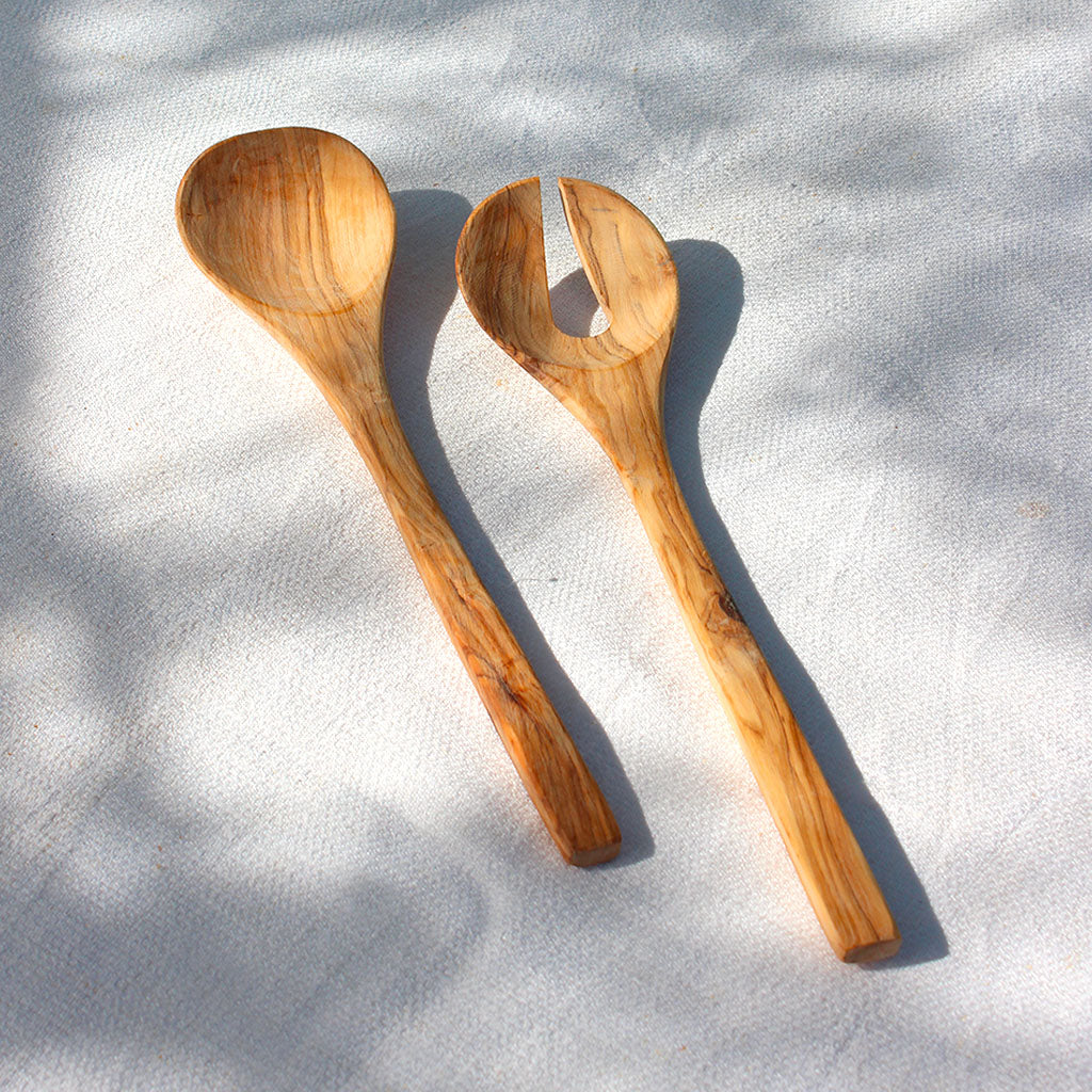 Couverts à salade en bois d’olivier