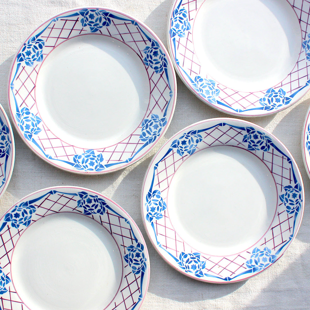 Assiettes art déco bleu & violet