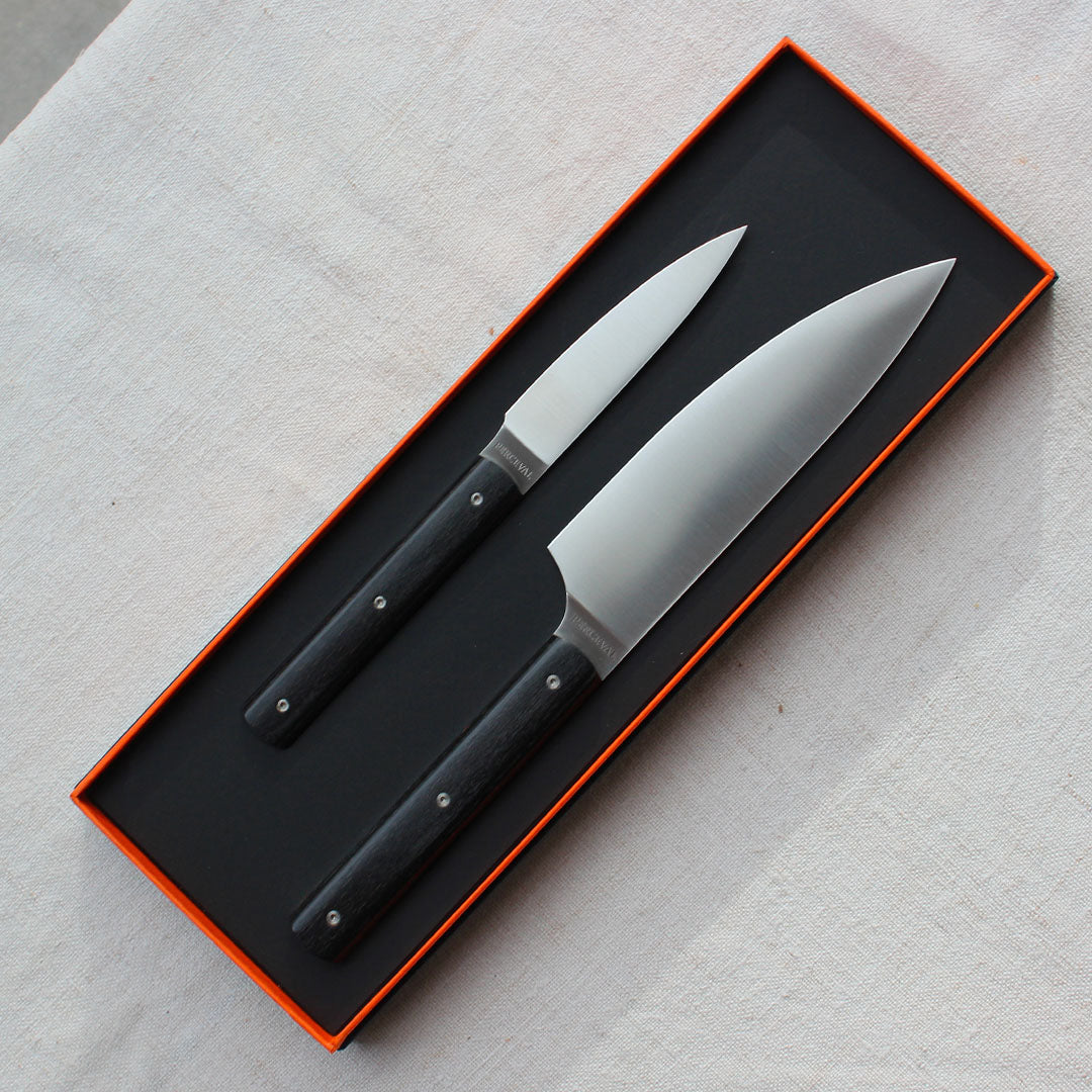 Coffret couteaux de cuisine manche en bois sombre 9.47