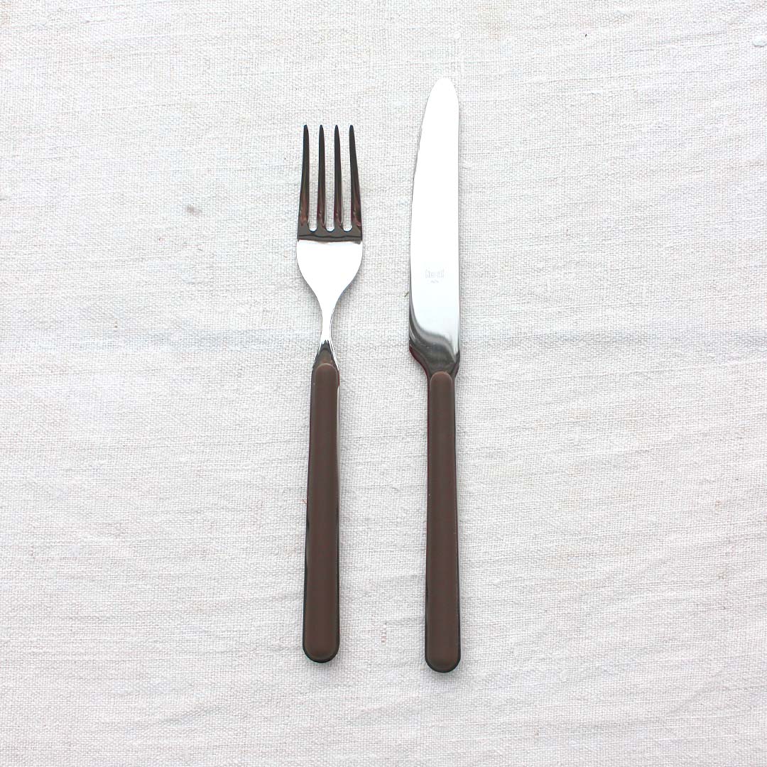 Couverts en inox manche chocolat