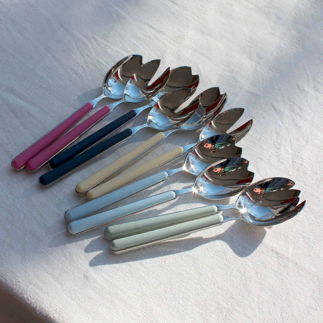 Couverts à salade en inox manches colorés