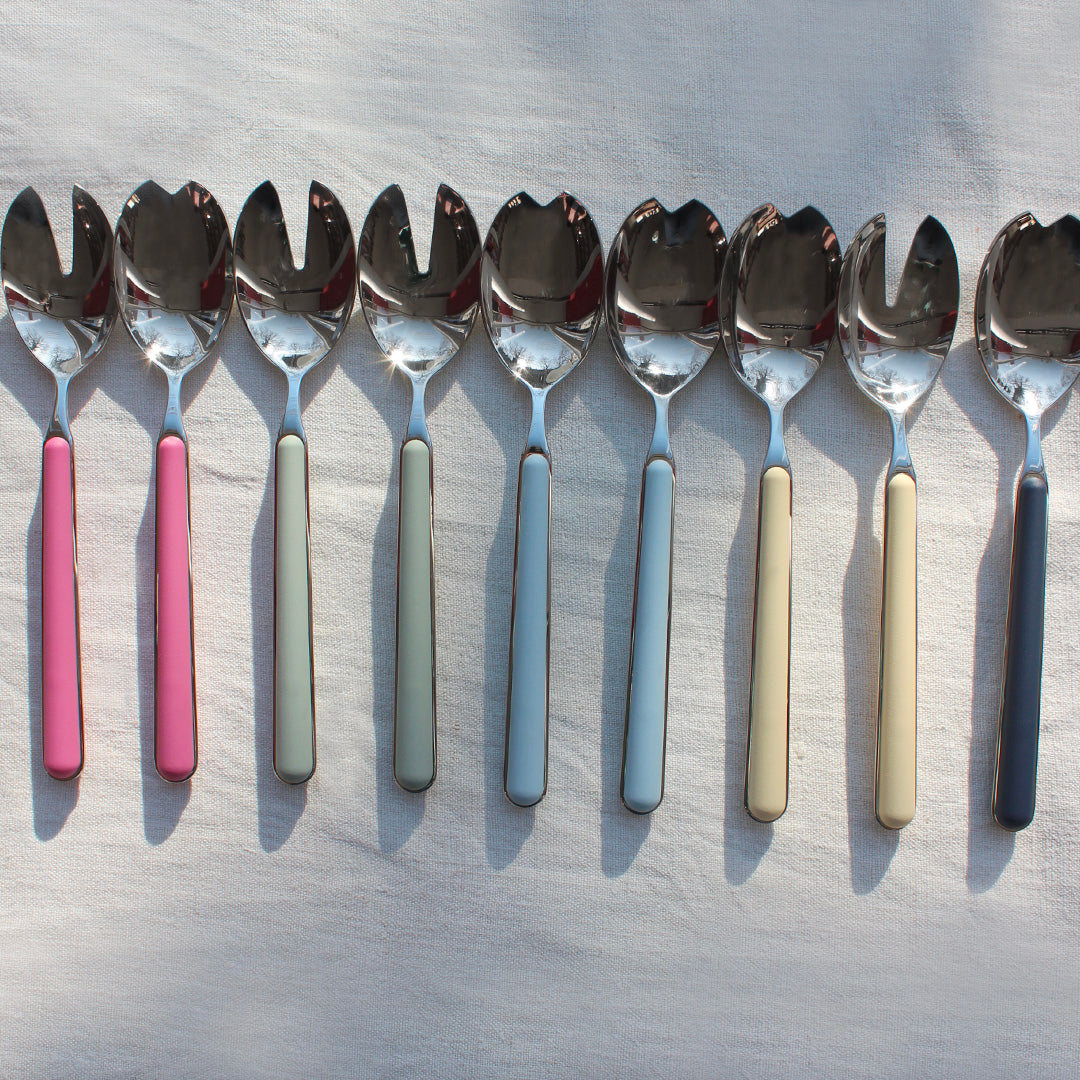 Couverts à salade en inox manches colorés