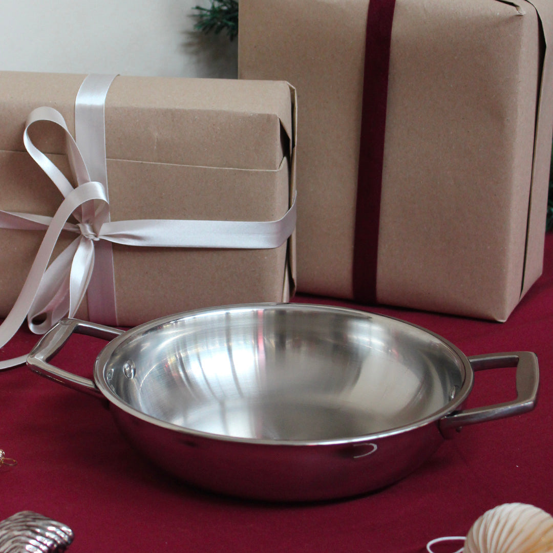 Plat à anses en inox 18/10 cinq couches