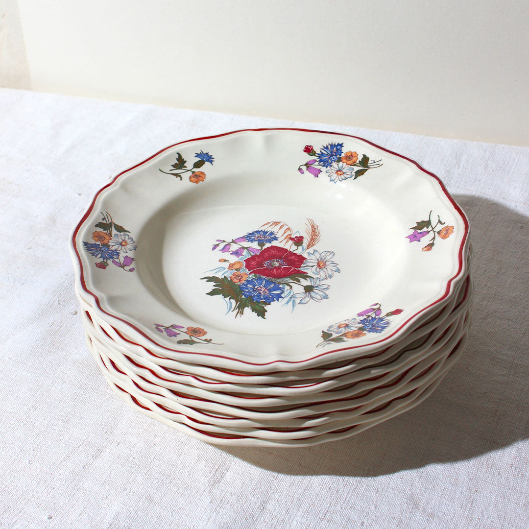 Lot de 6 assiettes aux fleurs des bois