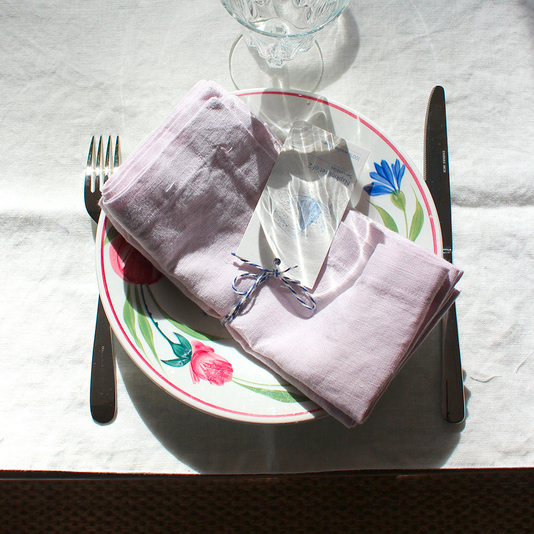 Duo de serviettes de table en lin coloré