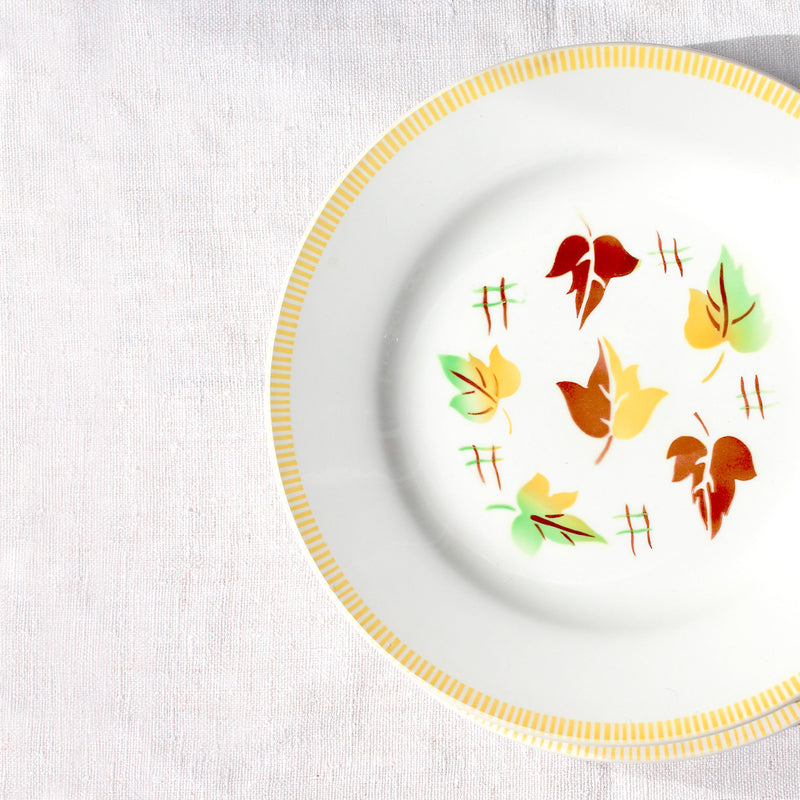 Assiettes plates aux feuilles d'automne