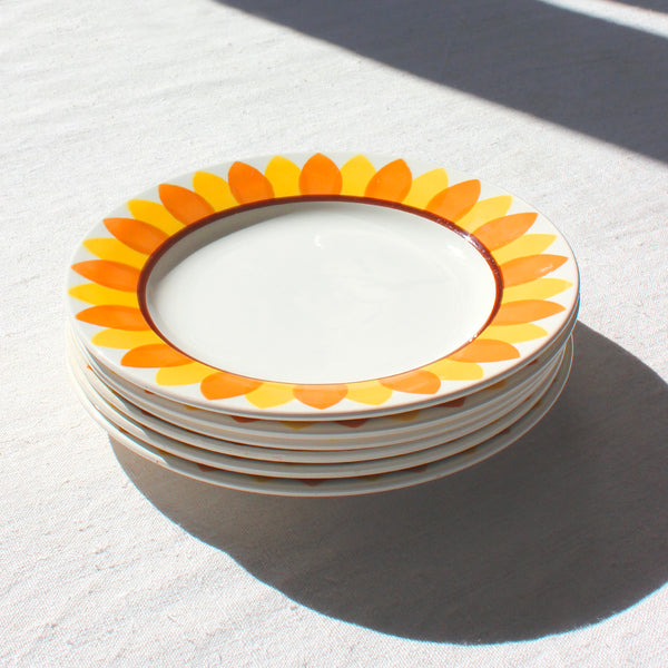Assiettes plates au décor tournesol