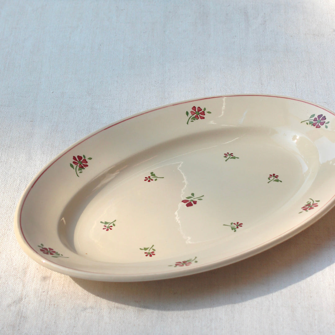 Petit plat ovale fleuri vintage