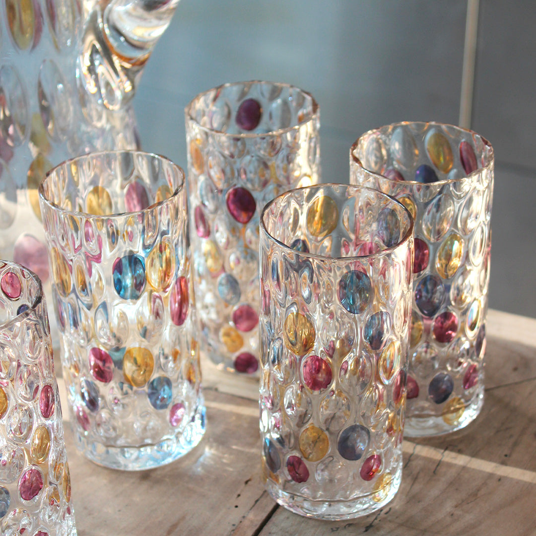 Grande carafe et ses six verres vintage