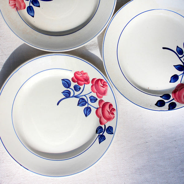 6 assiettes à dessert au décor à la rose