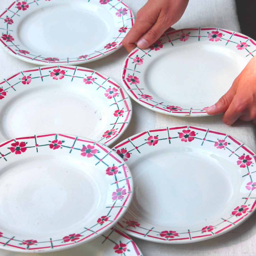 6 assiettes vintage fleuries