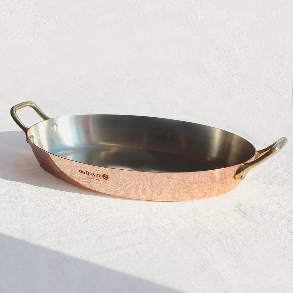 Petite cassolette en cuivre – 12 cm – poignées en laiton - Arts de la table