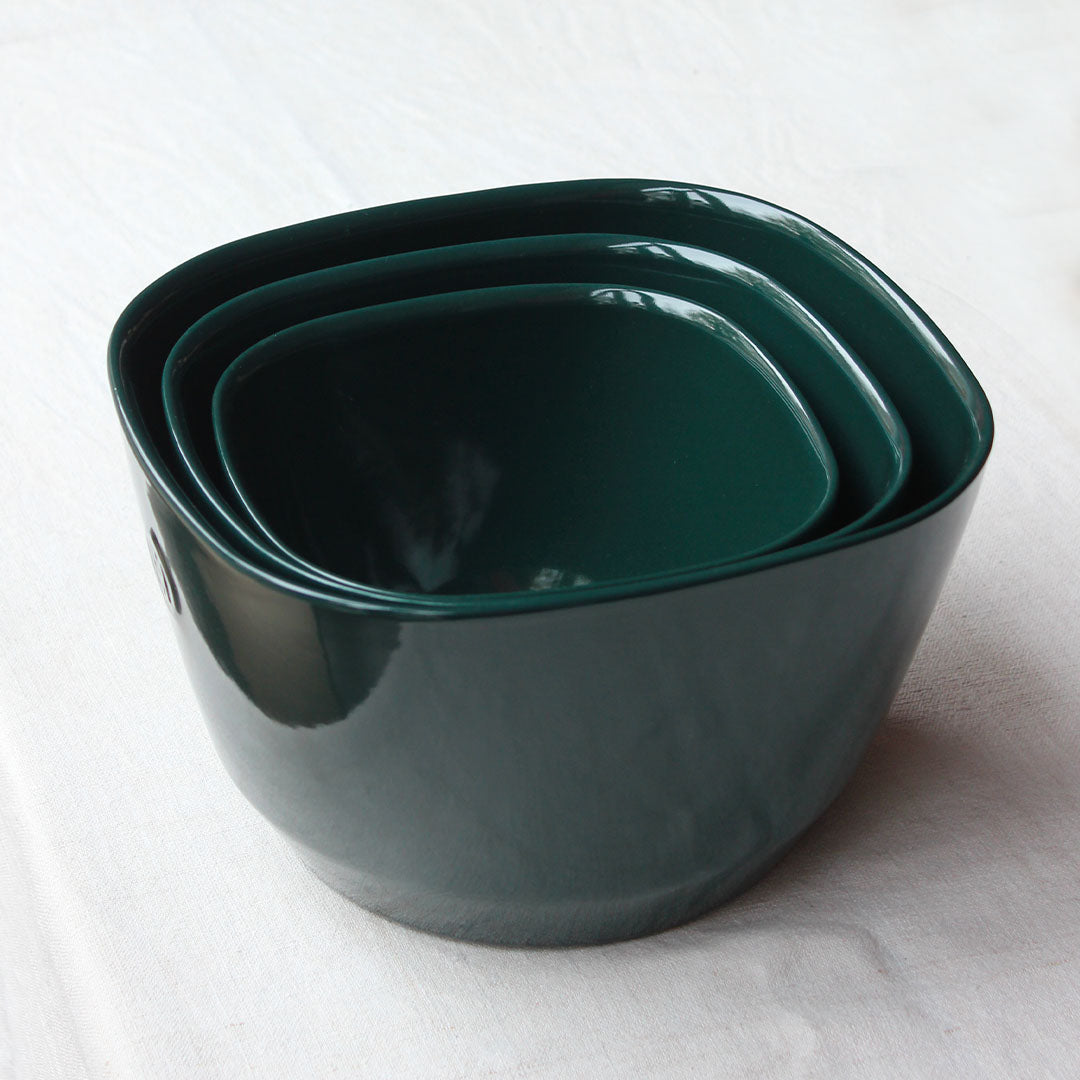 Saladier en céramique vert foncé