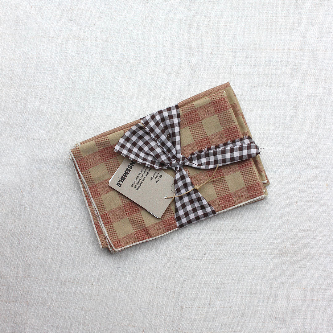 4 serviettes tartan sauge